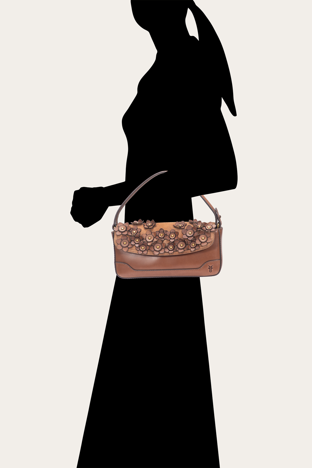 Frye Cognac Melissa Floral Convertible Mini Flap