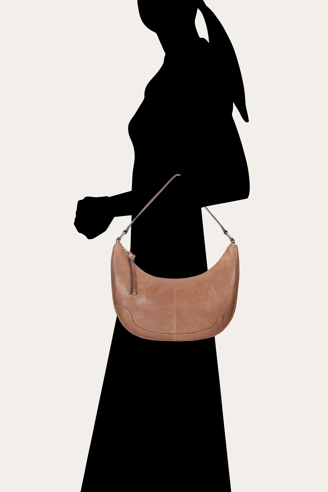 Frye Melissa Beige Crescent Hobo