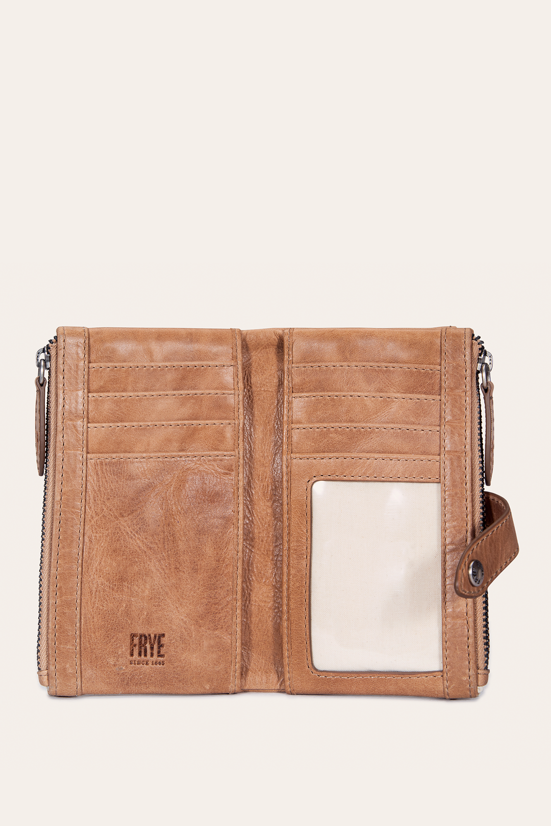 Frye Melissa Beige Double Zip Wallet
