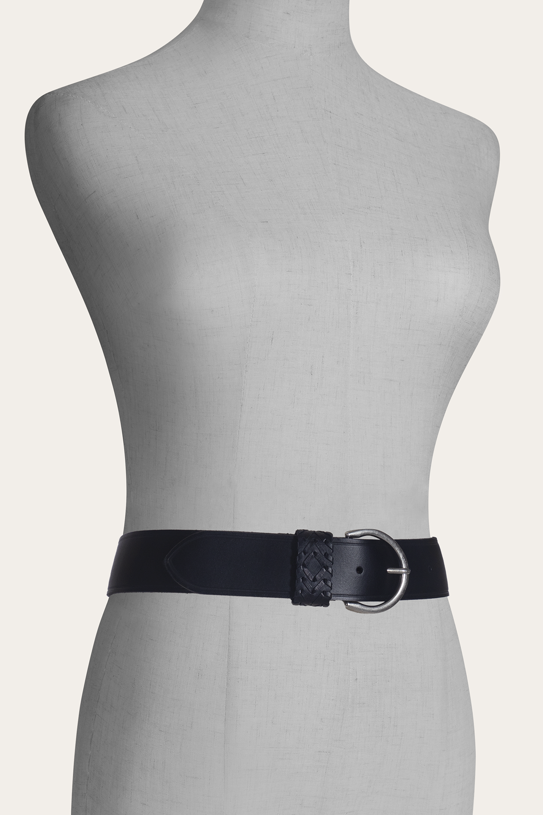 Frye Black 40mm Belt With Woven Keeper