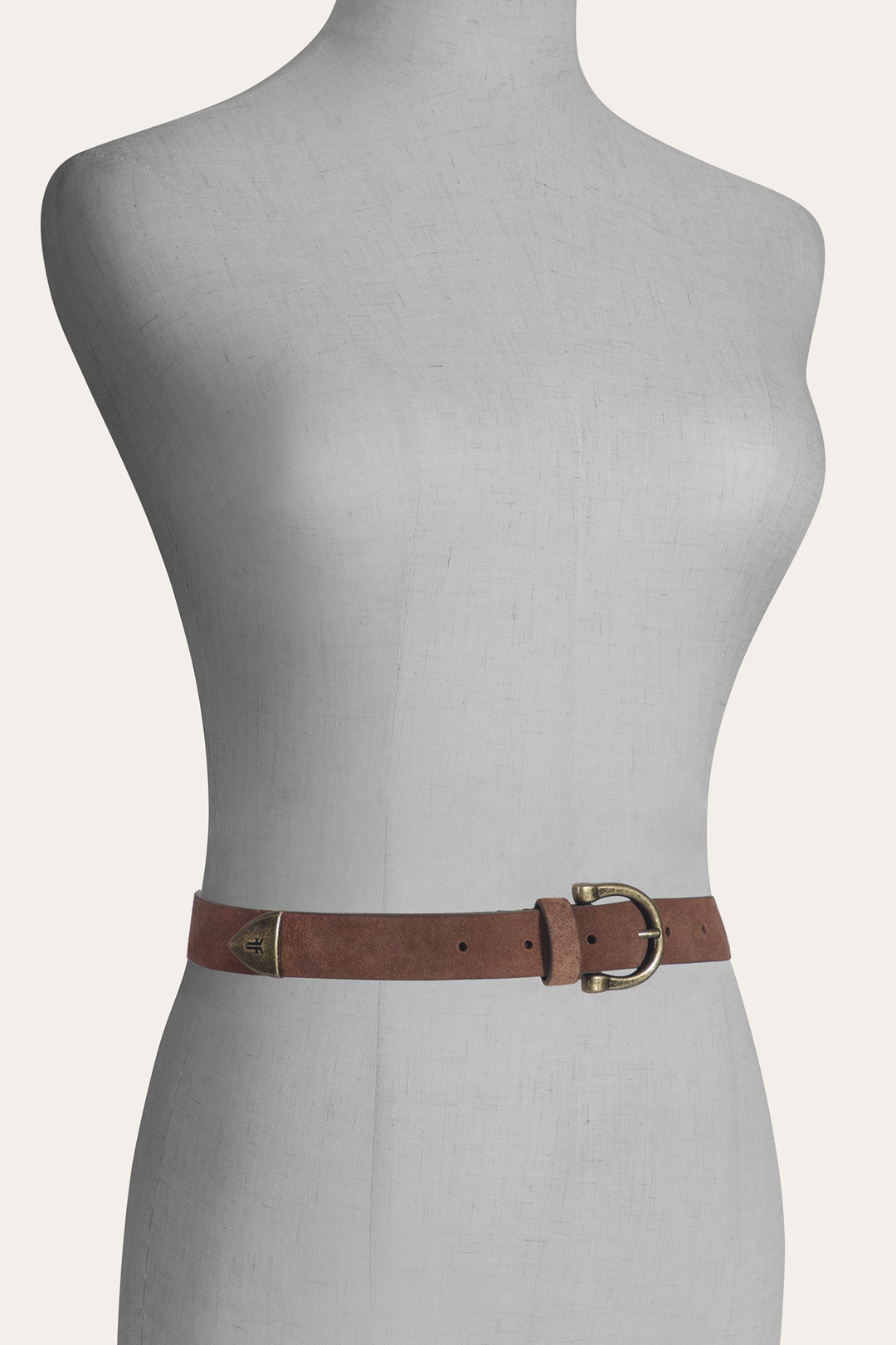 Frye Light Whiskey 25mm Suede Horseshoe Buckle Belt
