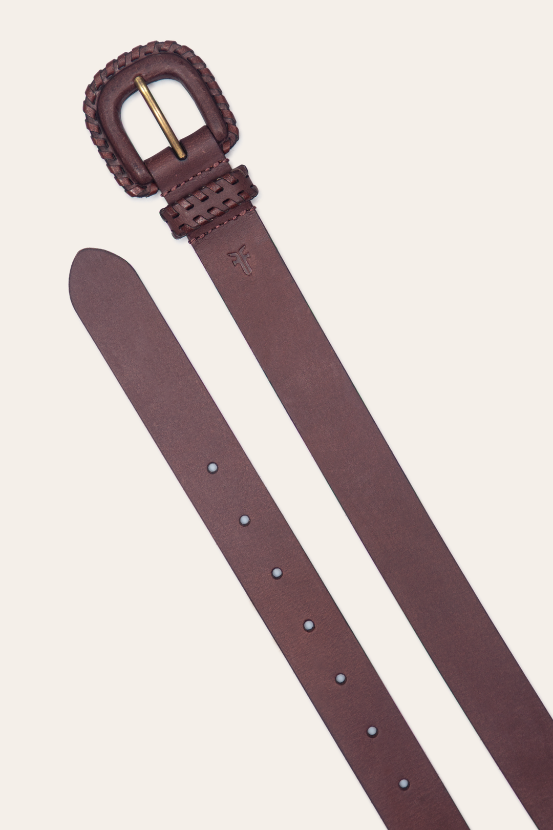 Frye 30mm Brown Leather Belt With Covered Buckle