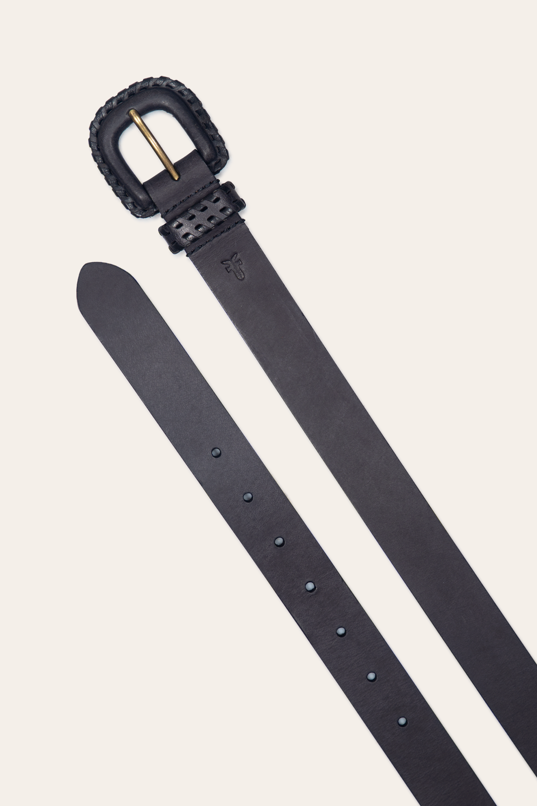 Frye 30mm Black Leather Belt With Covered Buckle