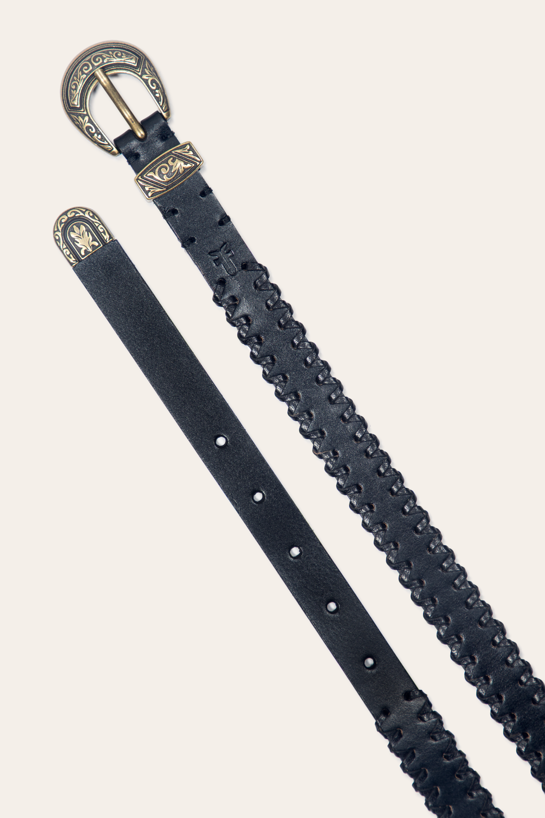 Frye 20mm Black Leather Belt With 3-Piece Buckle Set