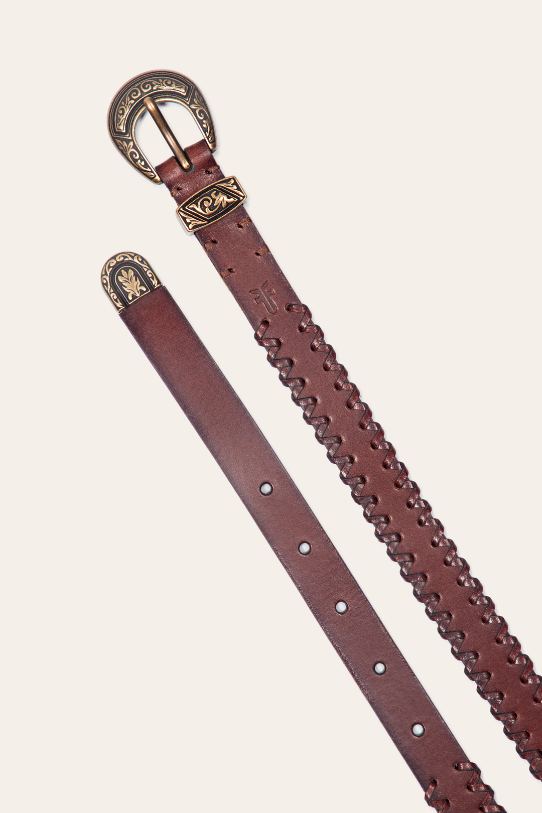 Frye 20mm Tan Leather Belt With 3-Piece Buckle Set