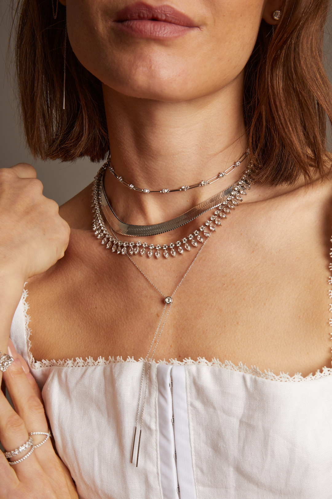 Frye Women’s Lab Grown White Sapphire Bolo Necklace | Aurate x The Frye Company