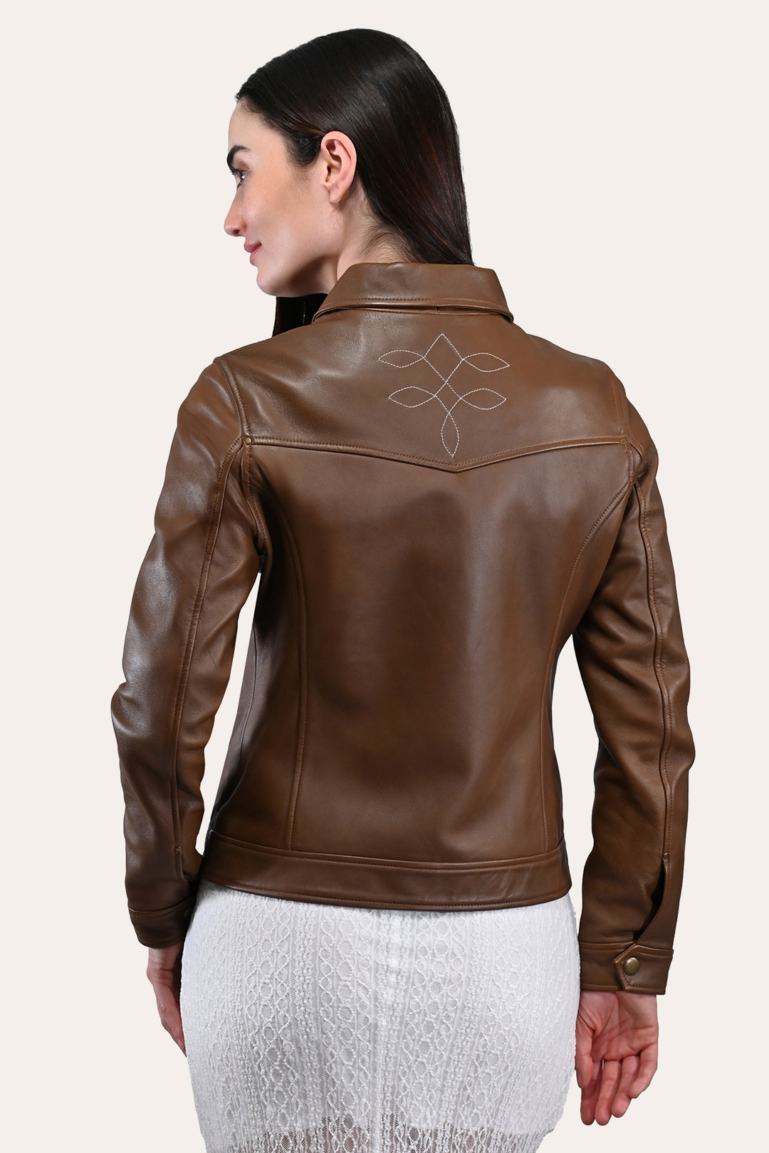 Frye Women’s Medium Brown Callum Trucker Leather Jacket