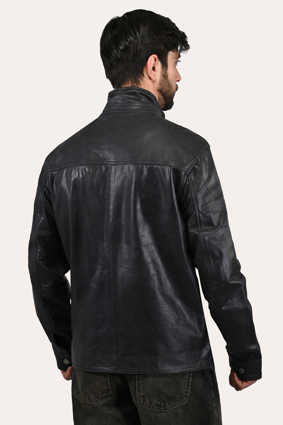Frye Men’s Black Lawton Modern Nappa Biker Jacket