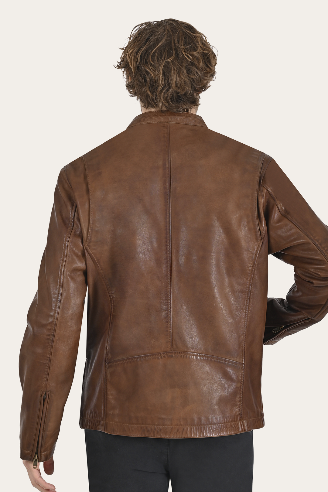 Frye Men’s Tobacco Huck Cowhide Racer Leather Jacket