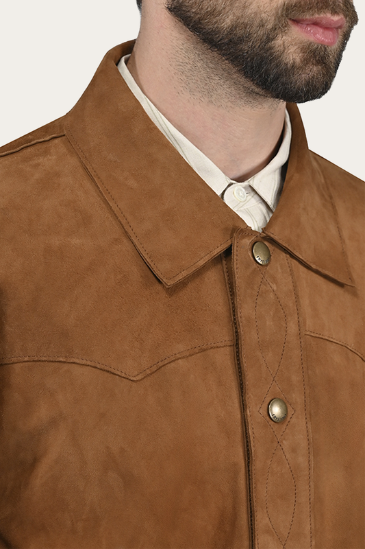 Frye Men’s Middle Brown Judd Minimalist Suede Shacket