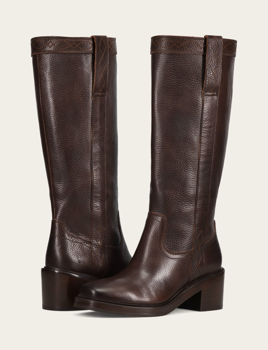 Women's Dark Brown Kate Pull On Wide Calf Tall Boots | Frye Dark Brown