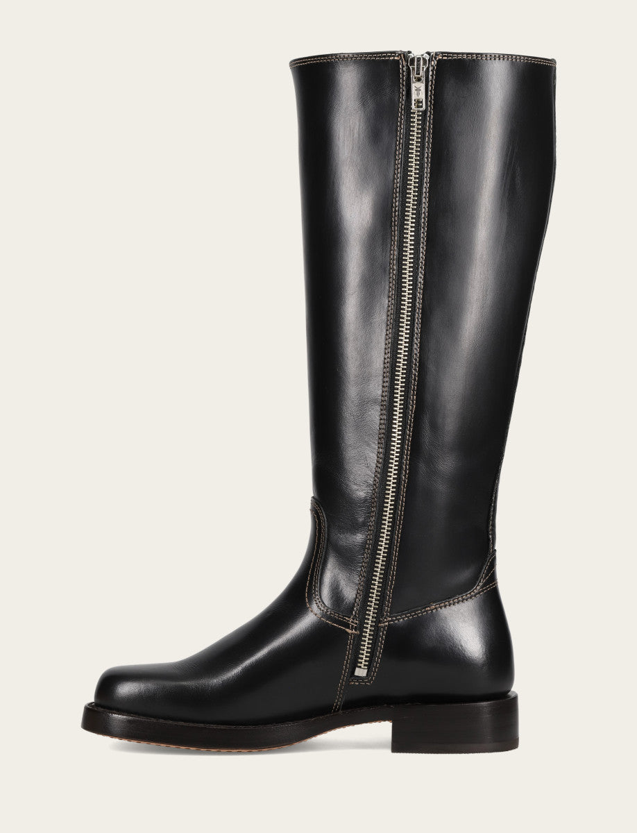 Women's Black Campus Low Heel Tall Riding Wide Calf Boot | Frye Black