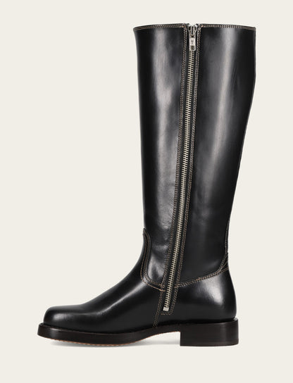 Women's Black Campus Low Heel Tall Riding Wide Calf Boot | Frye Black