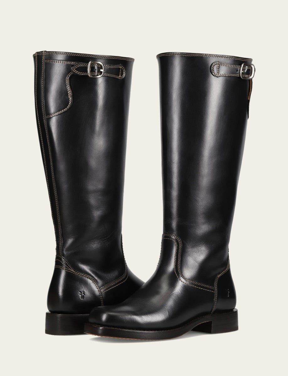 Women's Black Campus Low Heel Tall Riding Wide Calf Boot | Frye Black