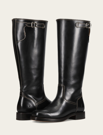 Women's Black Campus Low Heel Tall Riding Wide Calf Boot | Frye Black