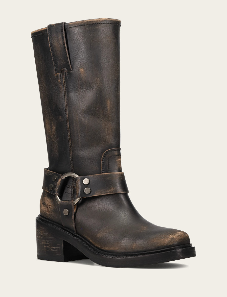 Women's Distressed Black Kate Harness Boot | Frye Distressed Black