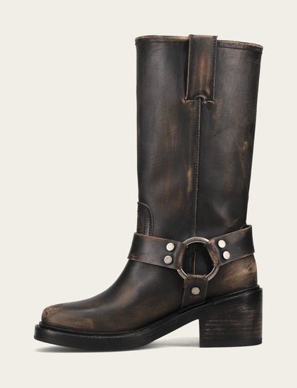 Women's Distressed Black Kate Harness Boot | Frye Distressed Black
