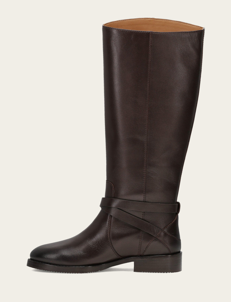 Women's Dark Brown Melissa Belted Riding Boot | Frye Dark Brown
