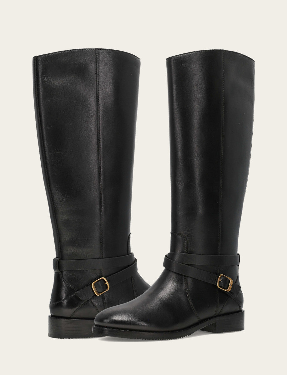 Women's Black Melissa Belted Riding Wide Calf Boot | Frye Black