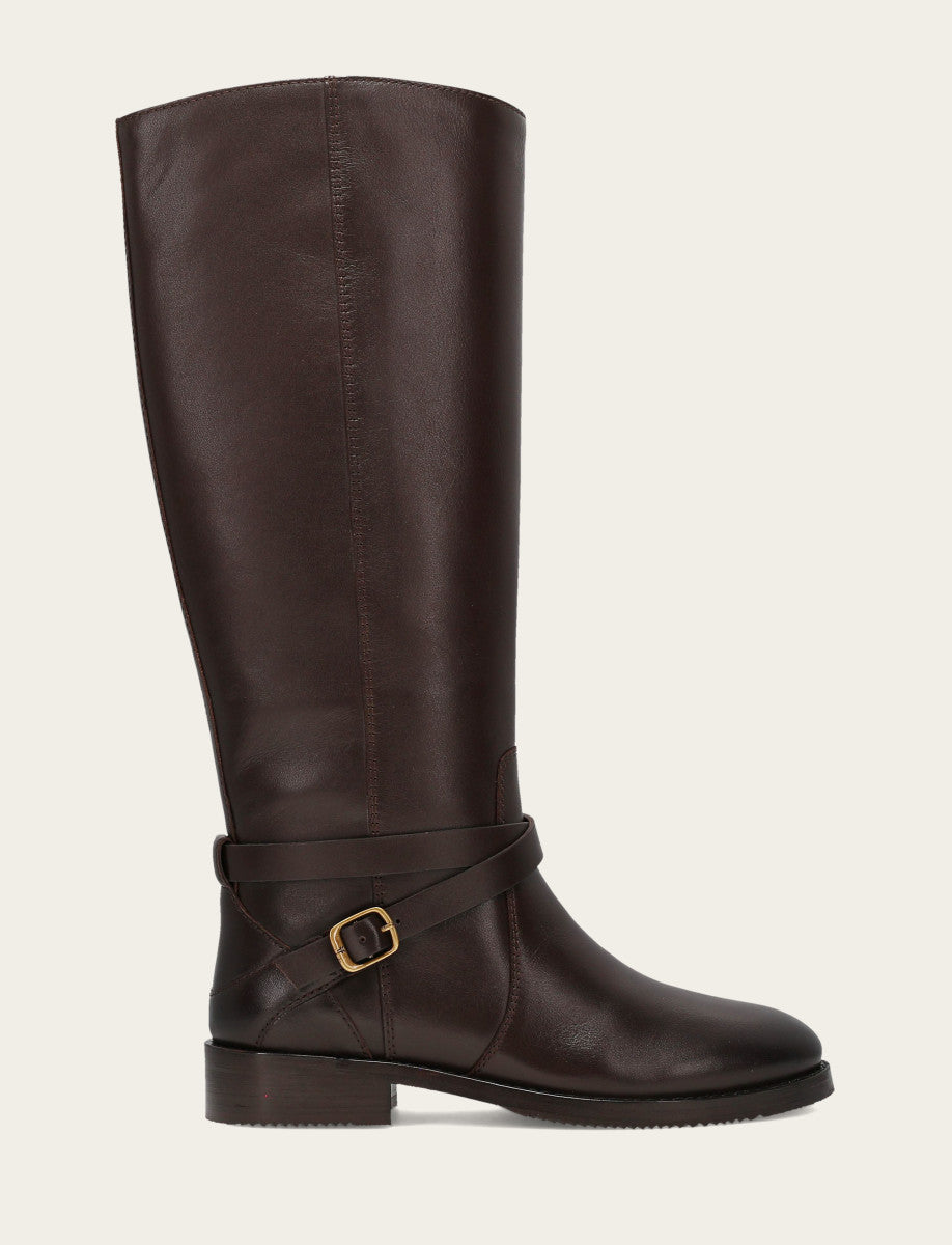 Women's Dark Brown Melissa Belted Riding Wide Calf Boot | Frye Dark Brown