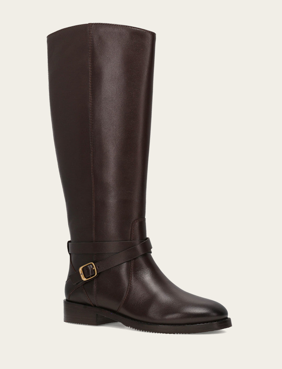 Women's Dark Brown Melissa Belted Riding Wide Calf Boot | Frye Dark Brown