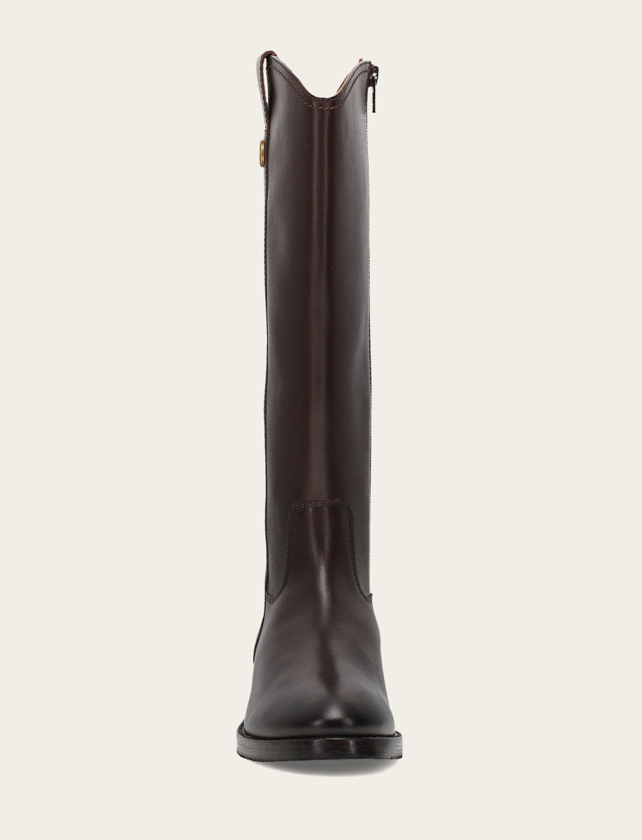 Women's Dark Brown Melissa Button Tall Inside Zip Boot | Frye Dark Brown