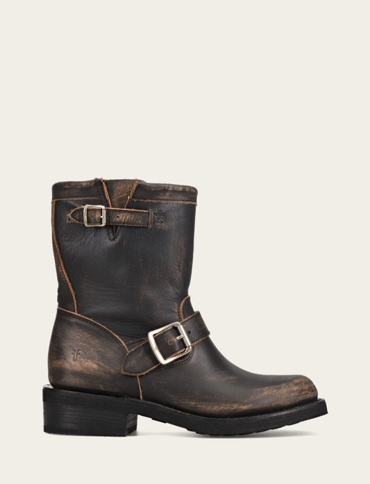 Women's Distressed Black Viv Short Engineer Boot | Frye Distressed Black