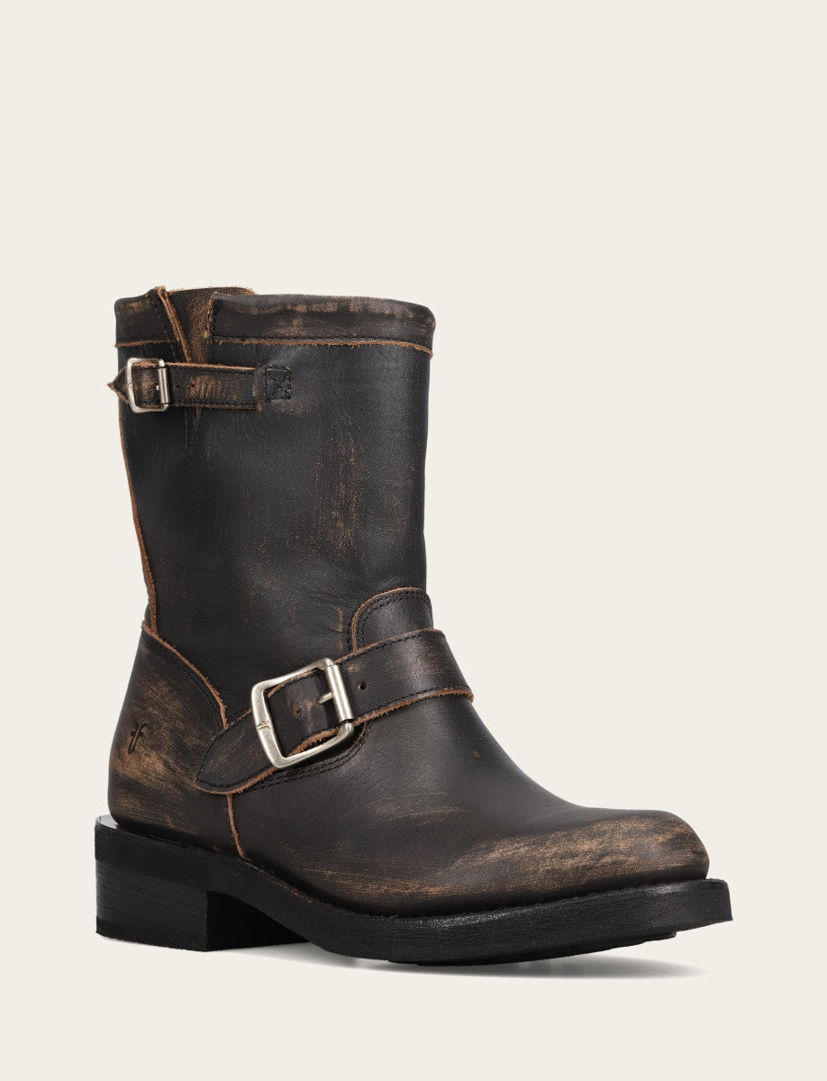 Women's Distressed Black Viv Short Engineer Boot | Frye Distressed Black
