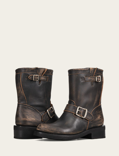 Women's Distressed Black Viv Short Engineer Boot | Frye Distressed Black