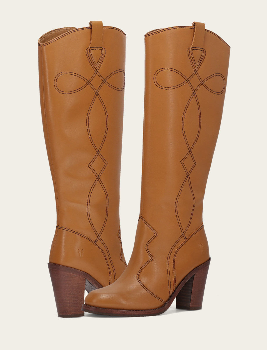 Women’s Caramel Corinne Deco Stitch Tall Boots | Frye Caramel