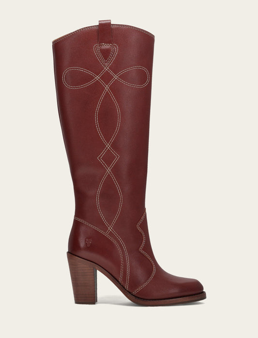 Women's Cranberry Corinne Tall Deco Stitch Boot | Frye Cranberry