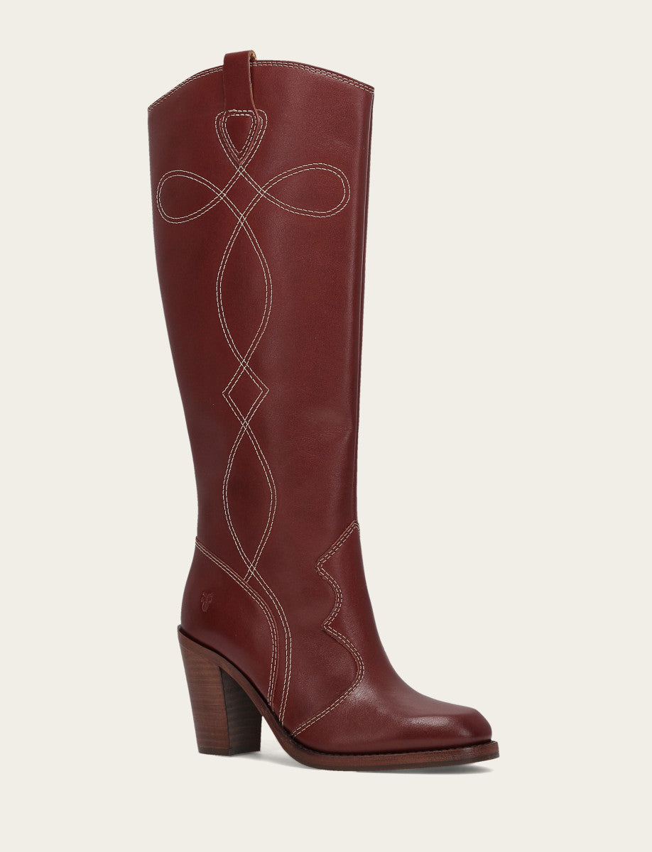 Women's Cranberry Corinne Tall Deco Stitch Boot | Frye Cranberry