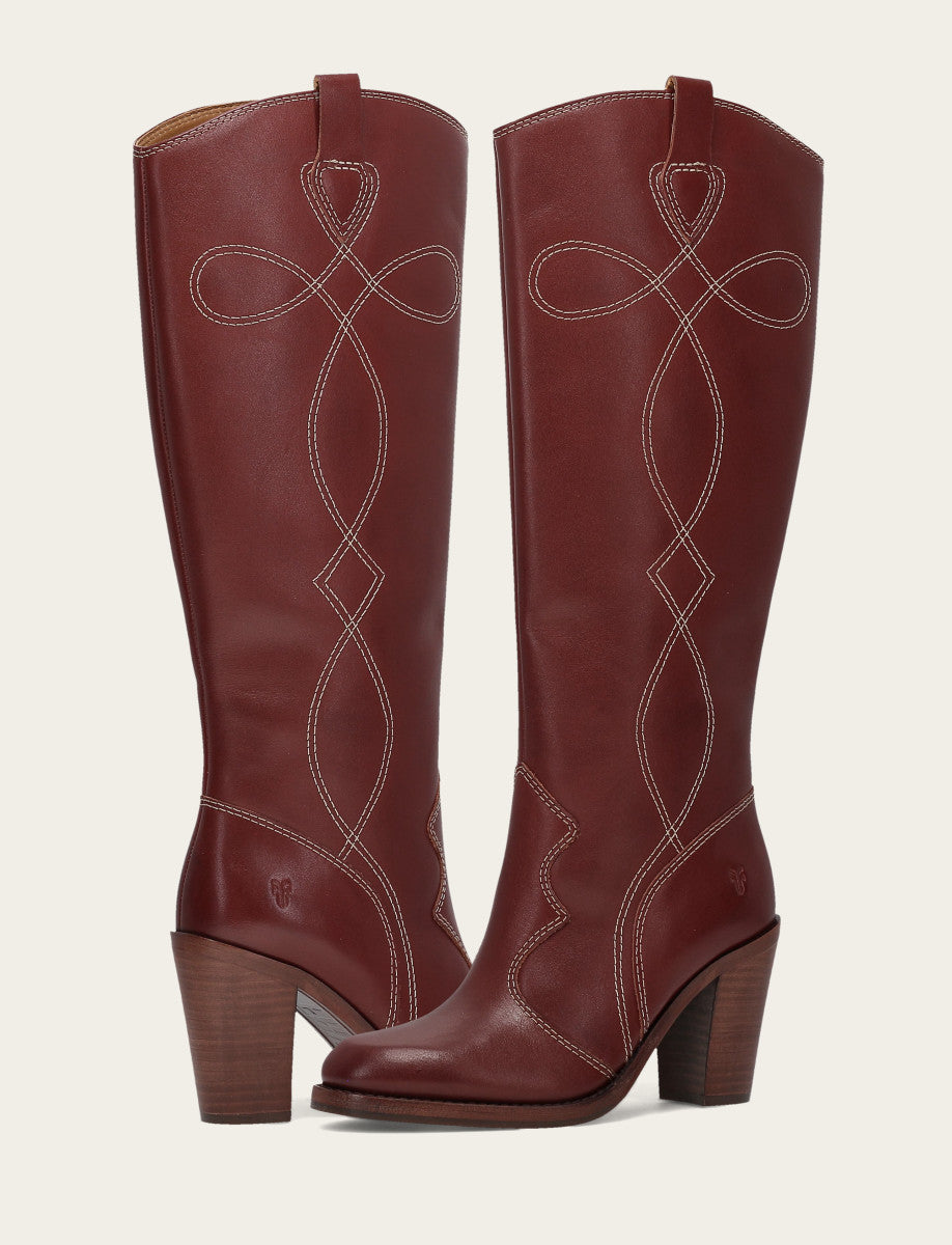 Women's Cranberry Corinne Tall Deco Stitch Boot | Frye Cranberry