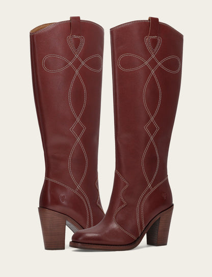 Women's Cranberry Corinne Tall Deco Stitch Boot | Frye Cranberry