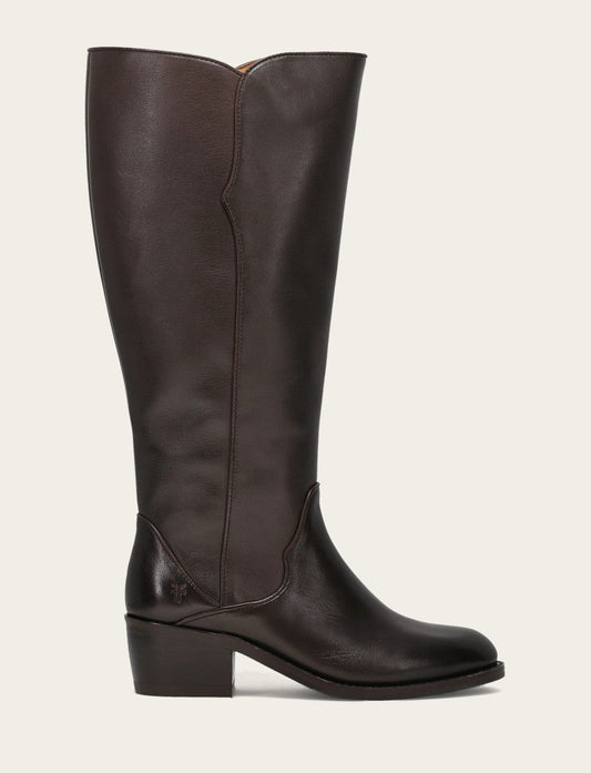 Women's Dark Brown Carson 2 Piping Tall Wide Calf Boot | Frye Dark Brown