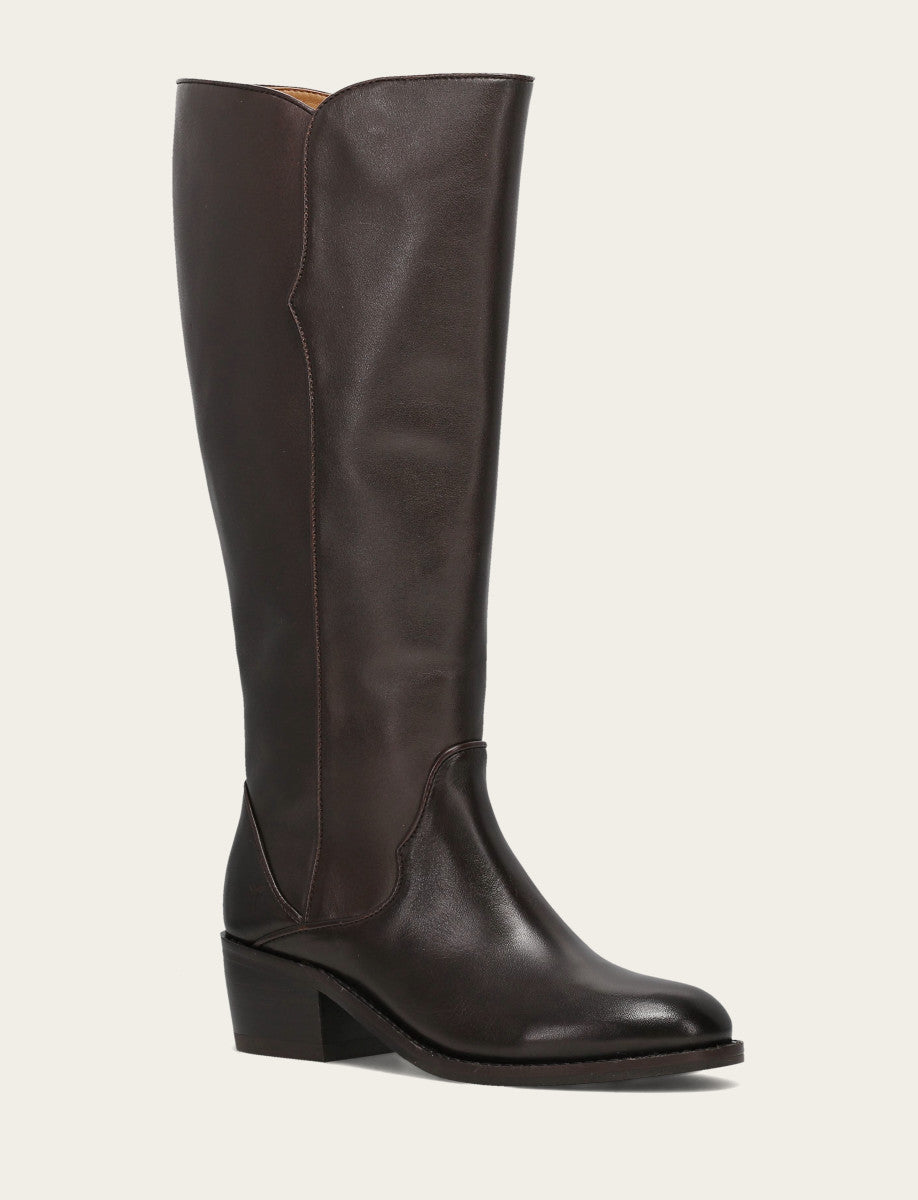 Women's Dark Brown Carson 2 Piping Tall Wide Calf Boot | Frye Dark Brown