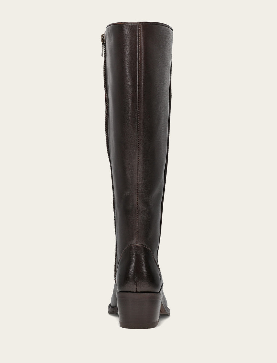Women's Dark Brown Carson 2 Piping Tall Wide Calf Boot | Frye Dark Brown