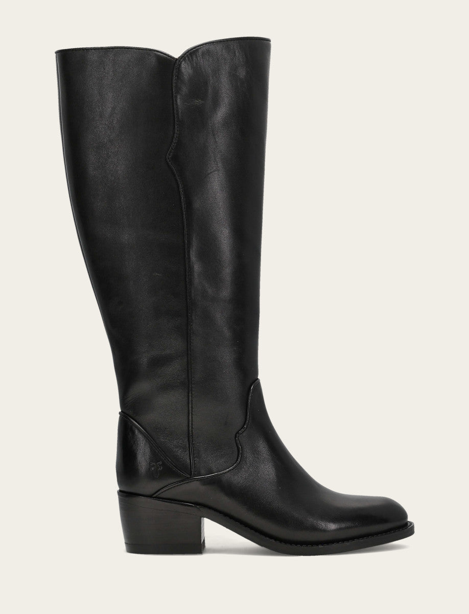Women's Black Carson 2 Piping Tall Wide Calf Boot | Frye Black
