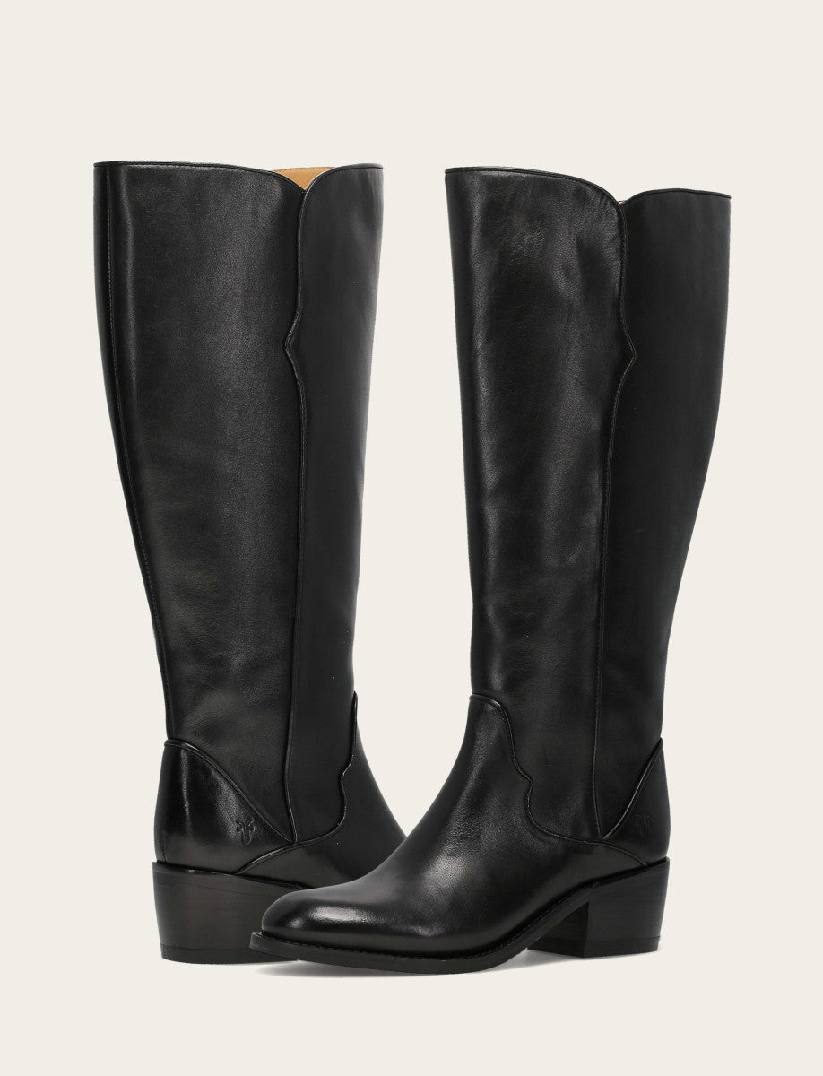 Women's Black Carson 2 Piping Tall Wide Calf Boot | Frye Black