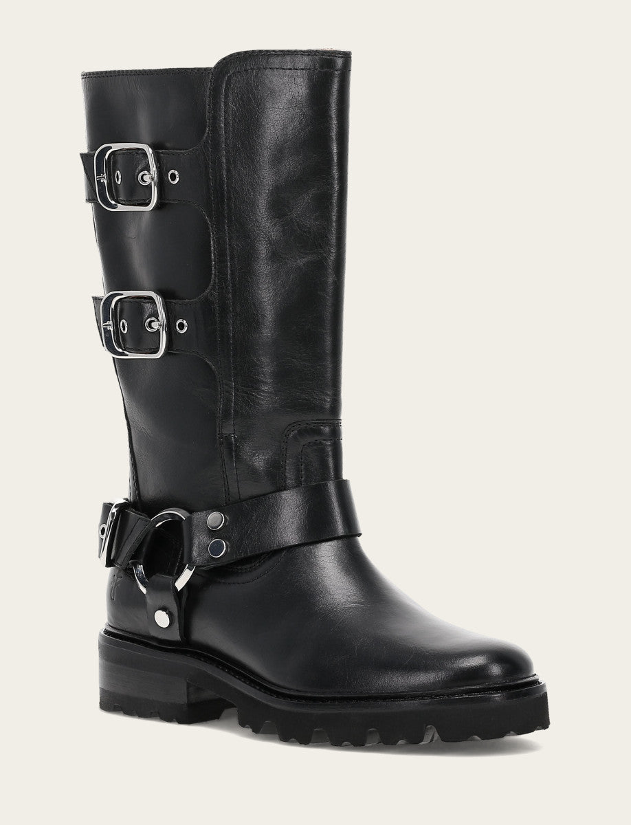 Women's Black Olivia Moto Mid Boot | Frye Black
