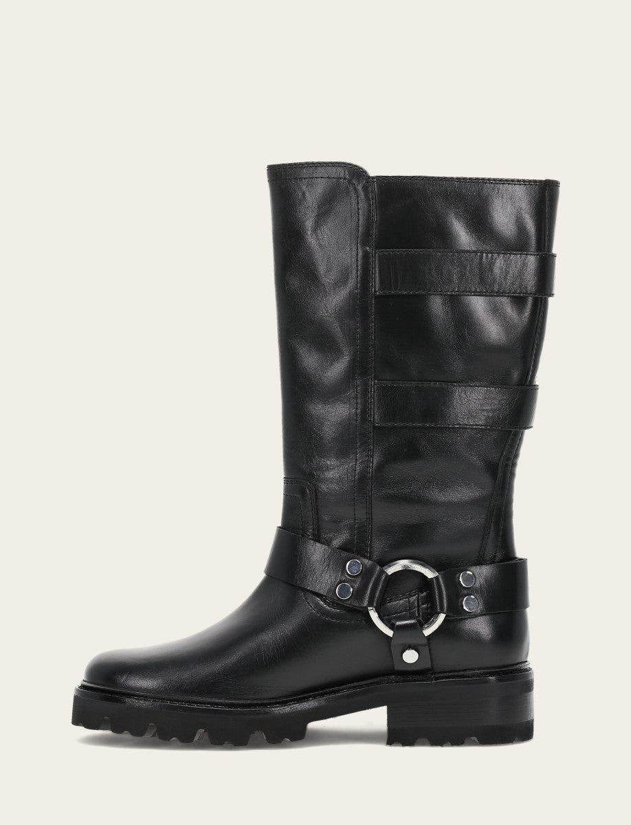 Women's Black Olivia Moto Mid Boot | Frye Black