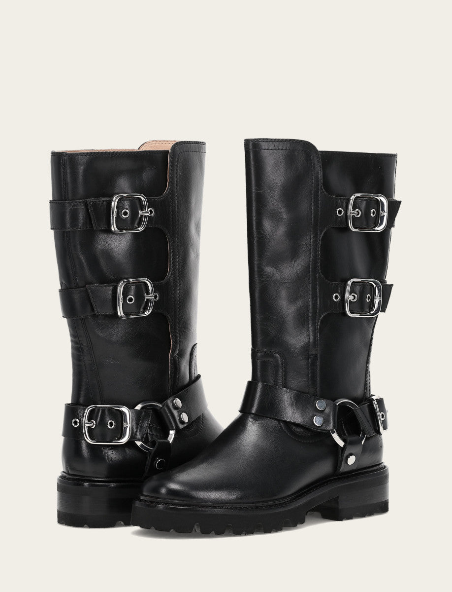 Women's Black Olivia Moto Mid Boot | Frye Black