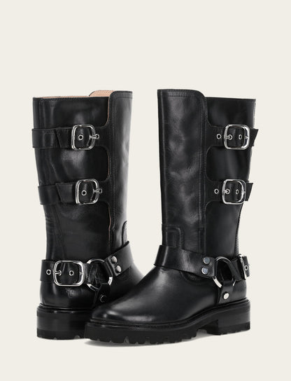 Women's Black Olivia Moto Mid Boot | Frye Black