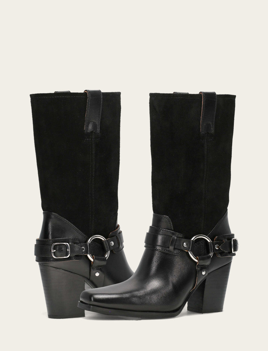 Women's Black Shiloh Harness Belted Boot | Frye Black