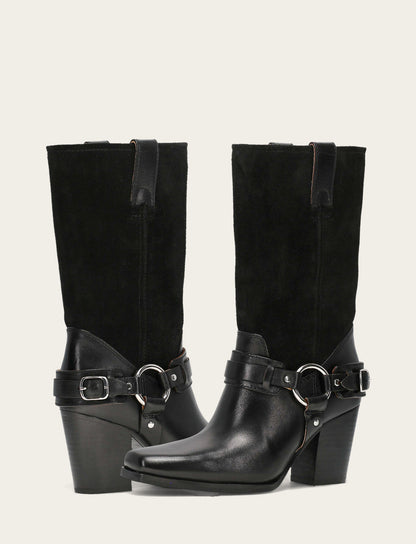 Women's Black Shiloh Harness Belted Boot | Frye Black