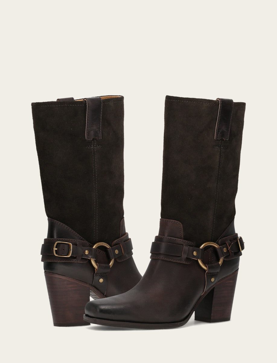 Women's Dark Brown Shiloh Harness Belted Boot | Frye Dark Brown