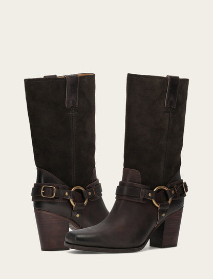 Women's Dark Brown Shiloh Harness Belted Boot | Frye Dark Brown