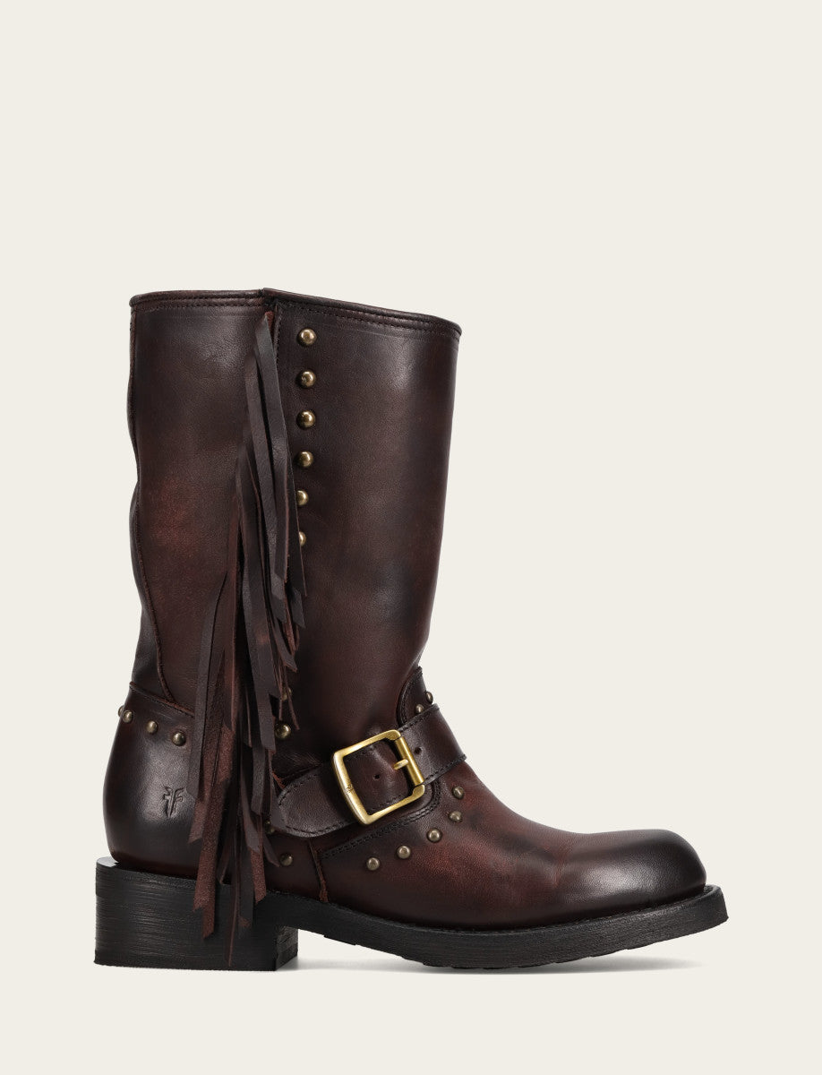 Women's Cherry Lacquer Viv Fringe Engineer Boot | Frye Cherry Lacquer