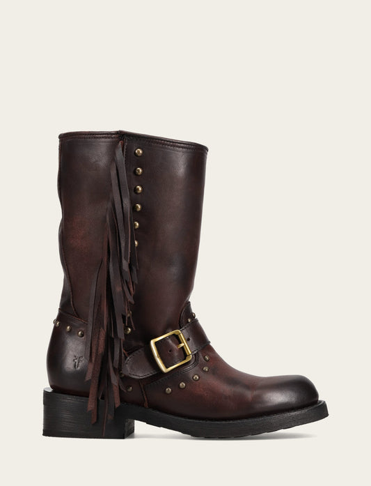 Women's Cherry Lacquer Viv Fringe Engineer Boot | Frye Cherry Lacquer