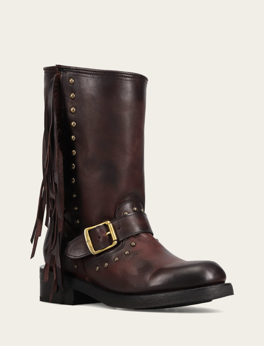 Women's Cherry Lacquer Viv Fringe Engineer Boot | Frye Cherry Lacquer